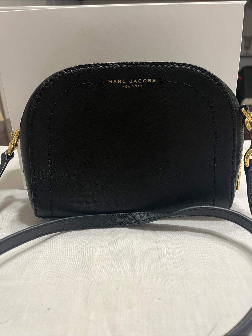 Marc Jacobs Black Leather Crossbody with Gold Hardware